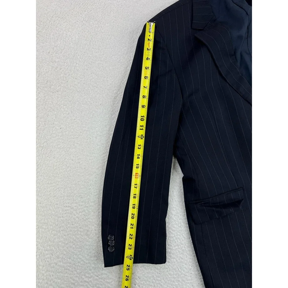John W. Nordstrom Suit Jacket Mens 46R Blue Pinstripe Loro Piana Wool 2 Button